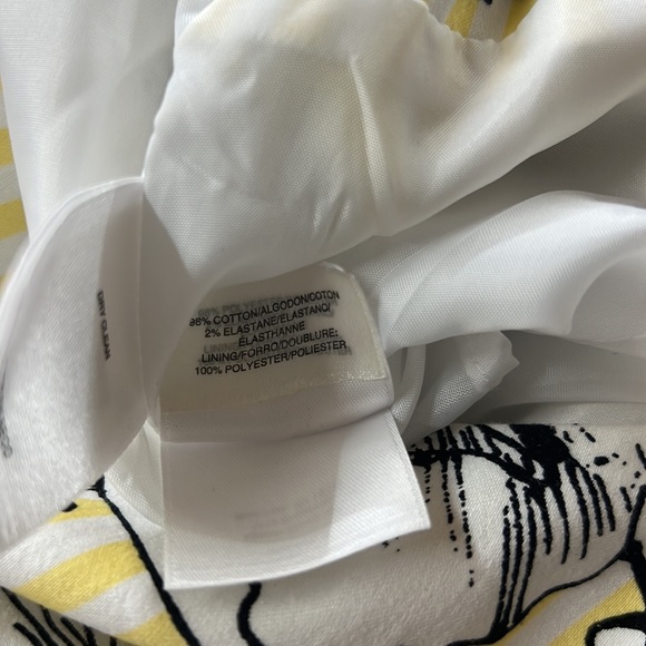 Sz4 Anne Klein Yellow Black White Floral Print Sleeveless Dress Belted - Picture 6 of 6